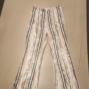 HIGH WAIST STRIPE SEQUIN FLARES SZ LARGE